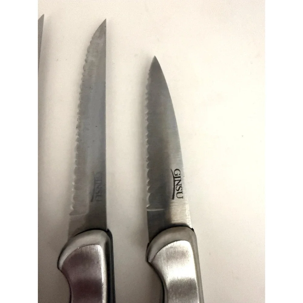 Ginsu Stainless Steel 7 Piece Serrated Knife Set Silver Tone Kitchen Cutlery